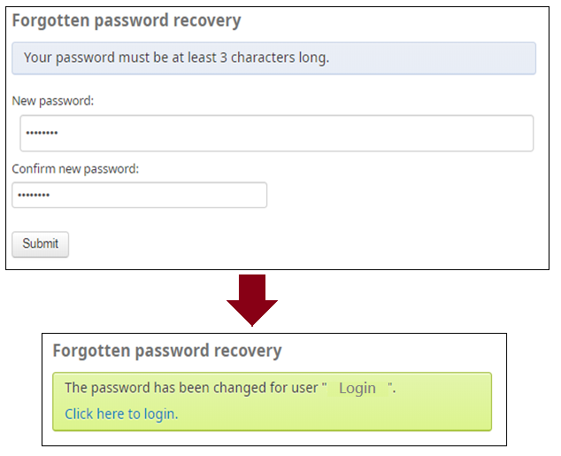 Input and confirm new password